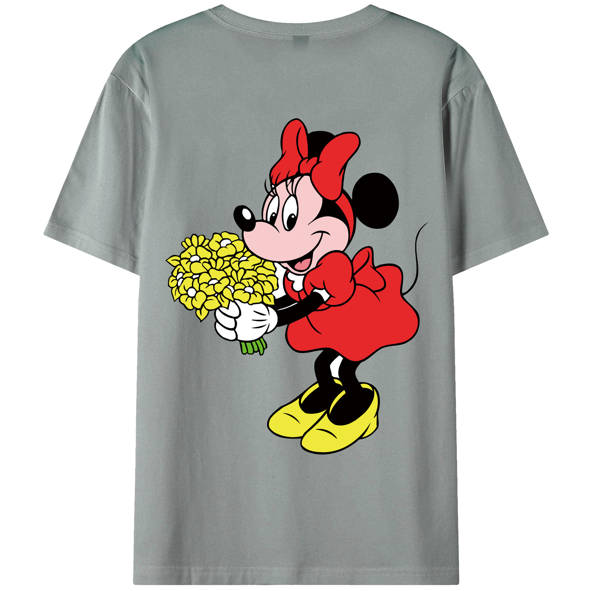 ミッキーマウス Mickey Mouse 綿100％ メンズ半袖Tシャツ（バックプリント） 通気性